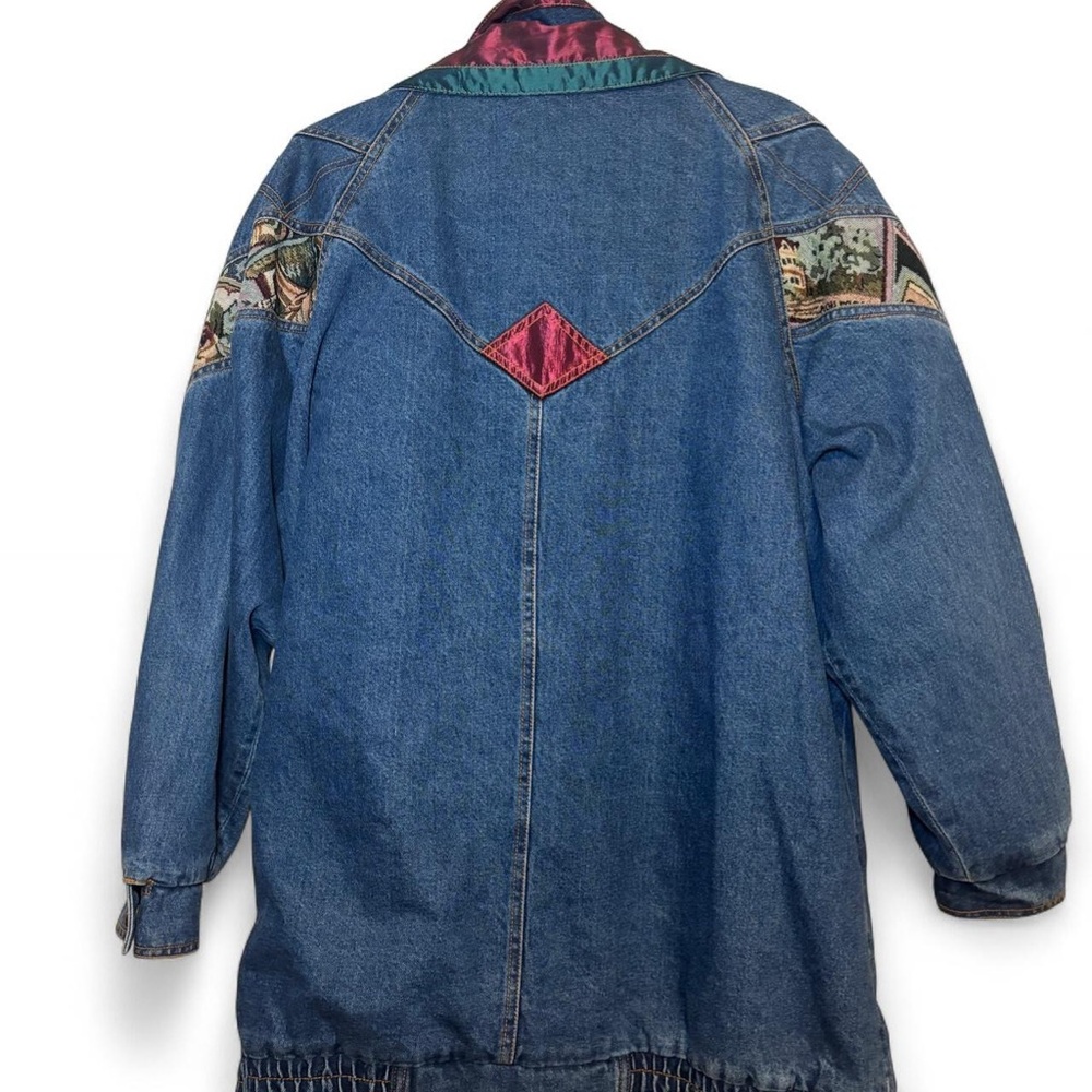 Current Seen 80s/90s Denim Jacket + Embroidery/Patchwork/Satin/Tapestry Details - Picture 7 of 8